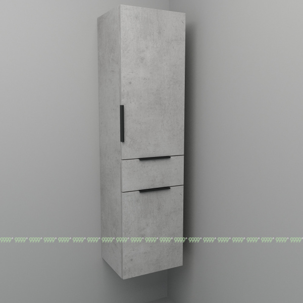 Шкаф-пенал Дана Каскад 35 подвесной с корзиной (бетон чикаго светло-серый) правый